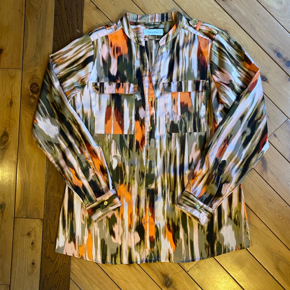Calvin Klein Multicolored Abstract Print Tab Slee… - image 4